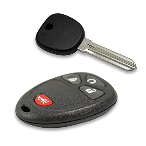 Keyless2Go Replacement for Keyless Entry Car Key Vehicles That Use 4 Button 15913421 OUC60270, Self-Programming - with New Uncut Transponder Ignition Car Key Circle Plus B111