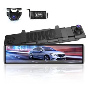 【newest 11”】 mirror dash cam front and rear dual 1080p rear view mirror camera fhd ips full touch screen rearview dashcam waterproof backup camera with enhanced night vision 170° wide angle for cars