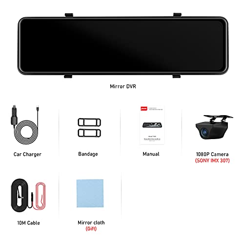 【Newest 11''】 Mirror Dash Cam Front and Rear Dual 1080P Rear View Mirror Camera FHD IPS Full Touch Screen Rearview Dashcam Waterproof Backup Camera with Enhanced Night Vision 170° Wide Angle for Cars