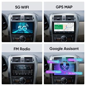 5G WiFi (1280X720 Pixel) 8 Core 2G Ram 32G ROM Car Stereo Radio 9 Inch for Toyota Corolla 2009-2012 with Carplay Android Auto,GPS 48EQ Mirroring Airplay Backup 1080P SWC