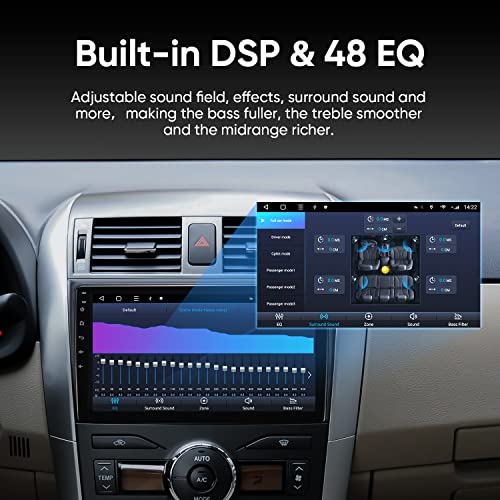 5G WiFi (1280X720 Pixel) 8 Core 2G Ram 32G ROM Car Stereo Radio 9 Inch for Toyota Corolla 2009-2012 with Carplay Android Auto,GPS 48EQ Mirroring Airplay Backup 1080P SWC