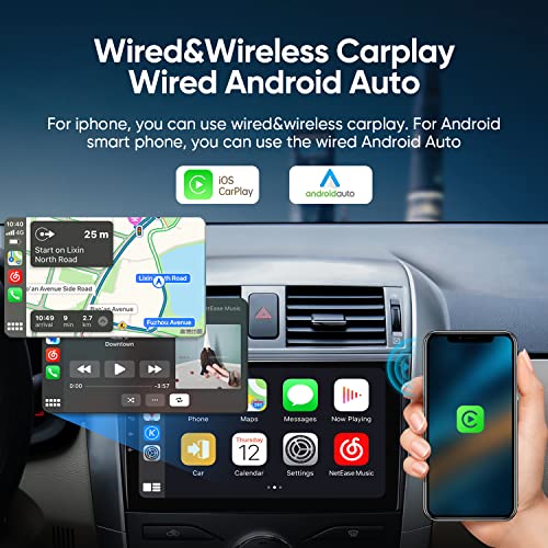 5G WiFi (1280X720 Pixel) 8 Core 2G Ram 32G ROM Car Stereo Radio 9 Inch for Toyota Corolla 2009-2012 with Carplay Android Auto,GPS 48EQ Mirroring Airplay Backup 1080P SWC