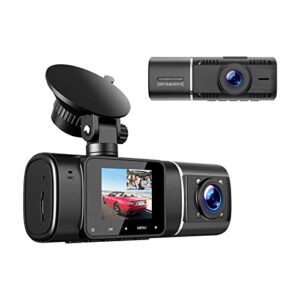 1080p dual dash cam front and cabin car dashboard camera with ir night vision,1.5in lcd driving recorder motion detection parking monitoring accident locked loop recording