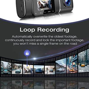1080P Dual Dash Cam Front and Cabin Car Dashboard Camera with IR Night Vision,1.5in LCD Driving Recorder Motion Detection Parking Monitoring Accident Locked Loop Recording