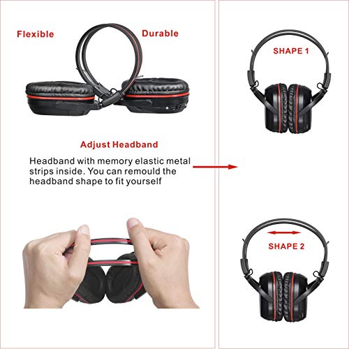 SIMOLIO 3 Pack of Wireless Car Headphones, IR Headphones for Kids in Car Wireless Entertainment, Foldable Wireless DVD Headphones with Travelling Bag, Universal Rear Entertainment System Headsets