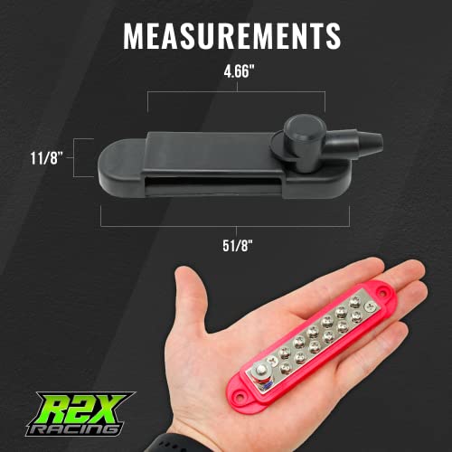 12 Terminal Power Distribution Block Bus Bar with Covers and Lock Washer Made in The USA - 180 Amps Rating Marine Bus Bar, Automotive, and Solar Wiring – Battery Terminal Distribution Block (Set of 2)