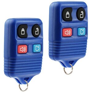 key fob keyless entry remote fits ford, lincoln, mercury, mazda mustang (blue), set of 2