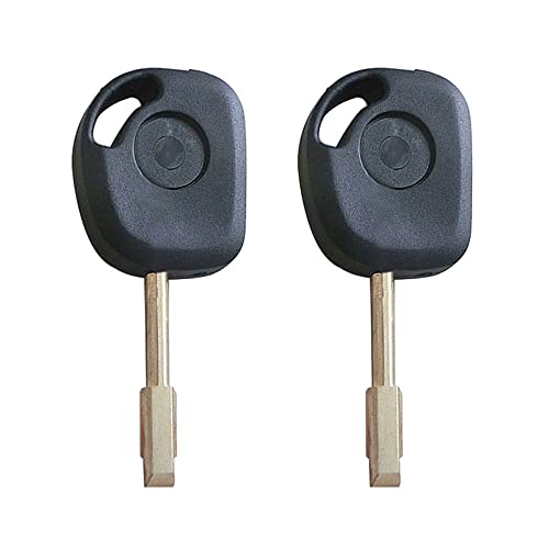 AKS Keys New Uncut Transponder Key Compatible with Jaguar 4D60 Glass Chip Tibbe 6 Cuts (2 Pack)