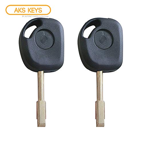 AKS Keys New Uncut Transponder Key Compatible with Jaguar 4D60 Glass Chip Tibbe 6 Cuts (2 Pack)