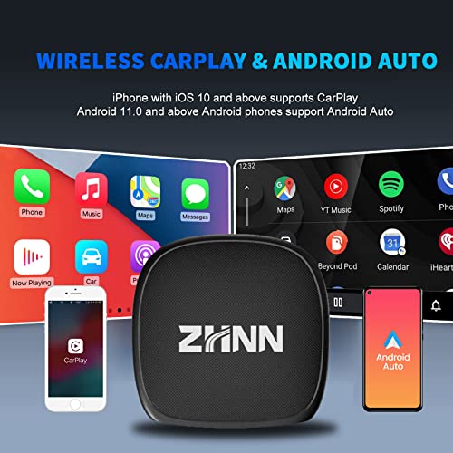 ZHNN Android 11 CarPlay AI Box 2023, 3+32G, Multimedia Video Box Support Wireless Car Play & Android Auto, Stream Netflix/YouTube/Spotify to Your Car, 4G Network, 2.4G+5G WiFi Bluetooth 5.0