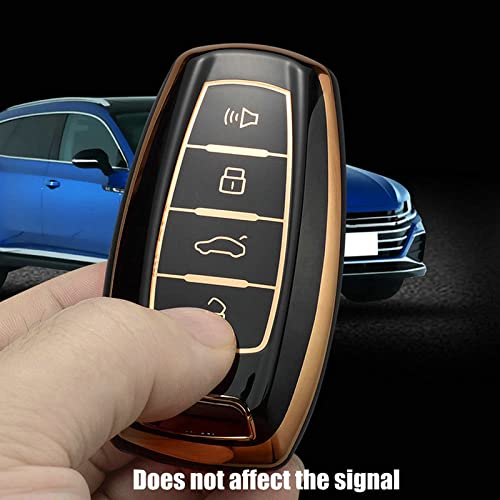 MGUOTP TPU Car Smart Key Case Cover Car Holder Shell Fob Suitable for Great Wall Haval Hover H6 H7 H4 H9 F5 F7 H2S Black