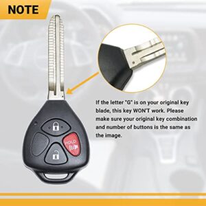 Key Fob Keyless Entry Remote Compatible with Toyota 2007-2010 Rav4丨2008- 2012 Scion xB 3 Buttons Car Key Replacement FCC:HYQ12BBY