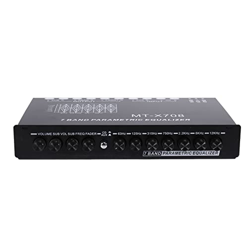 Erhai 7-Band Car Audio Equalizer, Adjustable 7 Bands EQ Car Amplifier Graphic Equalizer with CD/AUX Input Select Switch,Black