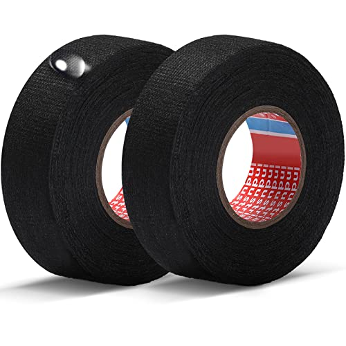 1 Inch x 49.2 ft Wire Harness Cloth Tape Wiring Harness Automotive Cloth Tape Noise Damping Heat Proof Adhesive Fabric Tape for Automotive Electrical Wrap Protection Insulation Cable Fixed (2 Rolls)