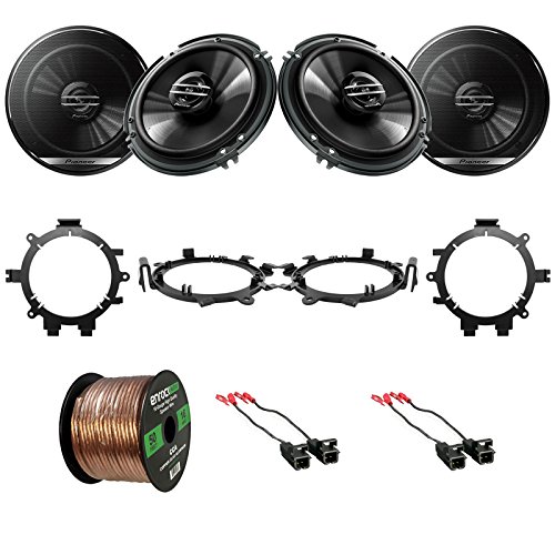 4X Pioneer TSG1620F 6.5" 2-Way Coaxial Car Speakers, 4X Metra Speaker Wire Harness, 4X Speaker Mounting Brackets Adaptors, 16-Gauge 50 Foot Wire (Select 1995-2009 Vehicles)