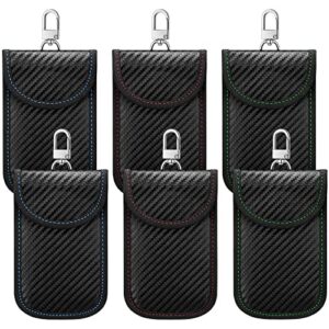 tallew 6 pieces faraday key fob protector car security case mini pouch for anti theft signal rfid blocker protection blocking, for unisex-adult, red, green and blue, 13 x 8 cm/ 5.1 x 3.2 inches