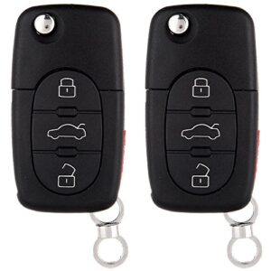 eccpp replacement fit for uncut keyless entry remote key fob case audi series 4d0837231e (pack of 2)