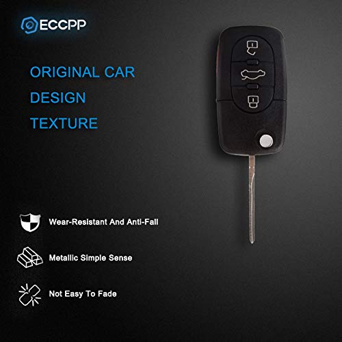 ECCPP Replacement fit for Uncut Keyless Entry Remote Key Fob Case Audi Series 4D0837231E (Pack of 2)