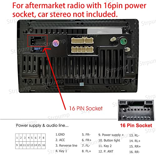 Strpump 16pin Car Radio Stereo Power Retrofit Harness Cable Wire Compatible fit for Hyundai Accent Sonata Tucson Sonata IX35 Kia Forte Optima Soul Ceed Low Trim Model with Radio Antenna Adapter