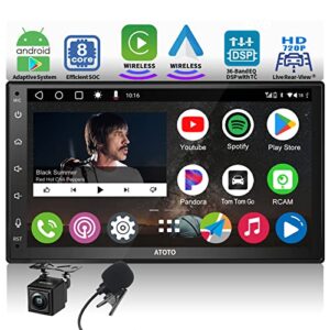 atoto a6 pf 7″ android double-din car stereo, wireless carplay & wireless android auto, full touchscreen car radio, mirror link, wifi/bluetooth/usb tethering, hd lrv, backup camera, mic, a6g2b7pf-s01