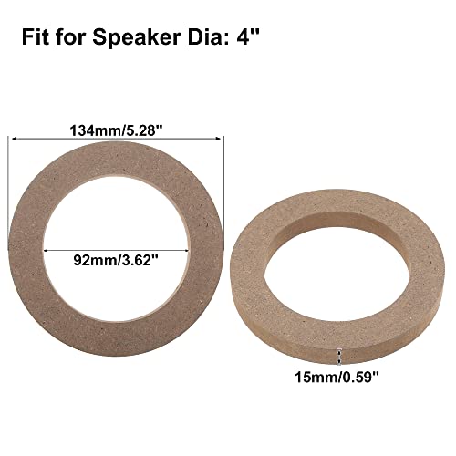 X AUTOHAUX 2 Pcs 4" Universal Wooden Car Speaker Subwoofer Mounting Spacer Rings Adapter Bracket Holder Plate