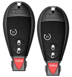 key fob fobik replacement compatible with 2009-2013 dodge ram 1500 2500 3500 truck pickup journey challenger grand caravan jeep grand cherokee commander keyless entry remote start control (pack of 2)