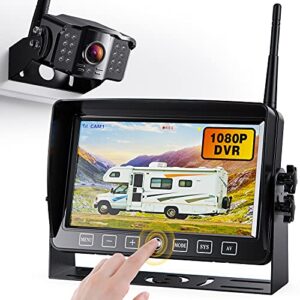 wireless backup camera 7” monitor for rv trailer, extra long range signal1080p waterproof infrared night vision camera recorder monitor for rear view pickup truck motorhome camper, xroose cm1