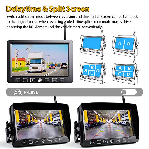 Wireless Backup Camera 7'' Monitor for RV Trailer, Extra Long Range Signal1080P Waterproof Infrared Night Vision Camera Recorder Monitor for Rear View Pickup Truck Motorhome Camper, Xroose CM1