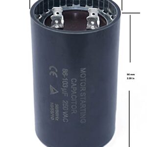 KBL 86-103 MFD (uF) Motor Start Capacitor Compatible for Franklin Control Box 2801074915, CRC 2824085015 3/4 and 1 HP Well Pump and Others