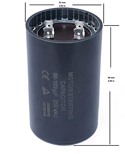 KBL 86-103 MFD (uF) Motor Start Capacitor Compatible for Franklin Control Box 2801074915, CRC 2824085015 3/4 and 1 HP Well Pump and Others