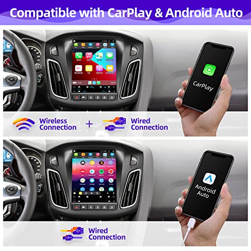 CGOGC Android10 Car Radio Compatible with Android Auto Wireless Carplay for Ford Focus 2012-2018 8core IPS Touchscreen Stereo FM/AM Bluetooth GPS Navigation Backup Camera Media Play Head Unit