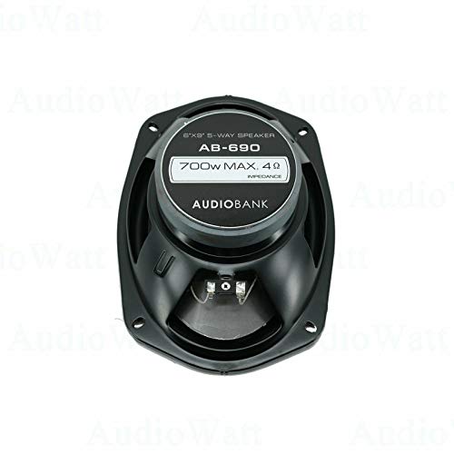 Audiobank 2X AB-690 6"x9" 1400 Total Power Handling Watts 5-Way Car Audio Stereo Coaxial Speakers Frequency Response: 45-20,000 Hz MidRange Injection Cone Woofer