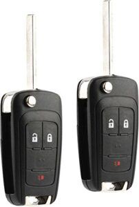 car key fob keyless entry remote flip fits 2010-2017 chevy equinox, sonic, terrain (oht01060512 3-btn), set of 2