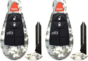 2x camouflage new keyless entry 4 buttons remote start car key fob iyz-c01c compatible with 300 challenger charger durango grand cherokee