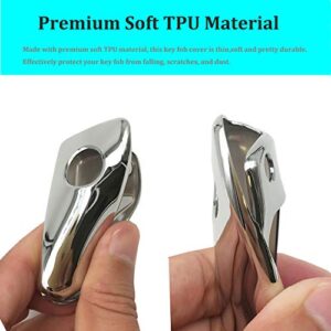 Soft TPU Key Fob Cover Case Fit for VW Volkswagen Jetta Polo Tiguan Beetle Golf GTI/R/MK6 5 Passat Sharan Skoda Octavia Rapid Accessories Keyless Remote Holder Skin Jacket Protector (Silver)