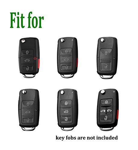 Soft TPU Key Fob Cover Case Fit for VW Volkswagen Jetta Polo Tiguan Beetle Golf GTI/R/MK6 5 Passat Sharan Skoda Octavia Rapid Accessories Keyless Remote Holder Skin Jacket Protector (Silver)