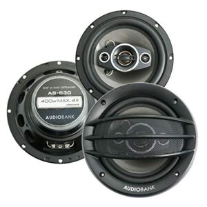 audiobank 2x ab-630 400 watts power handling 6.5-inches 4-way car audio stereo coaxial speakers with frequency response: 65-20000 hz and 2×15 piezo tweeter
