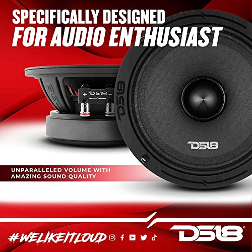 DS18 PRO-ZXI6.4BM 6.5" Pro Audio Midrange Loudspeaker - 600W Max, 300W RMS, 4 Ohms - Premium Quality Audio Door Speakers for Car or Truck Stereo Sound System (1 Speaker)