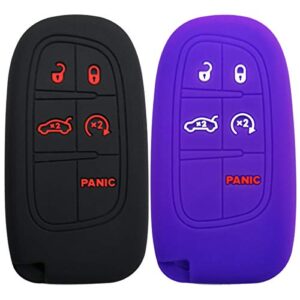 coolbestda 2pcs 5buttons key fob cover remote control case keyless entry jacket shell for 2019 2020 2021 2022 dodge journey durango challenger charger jeep grand cherokee compass chrysler 300 200