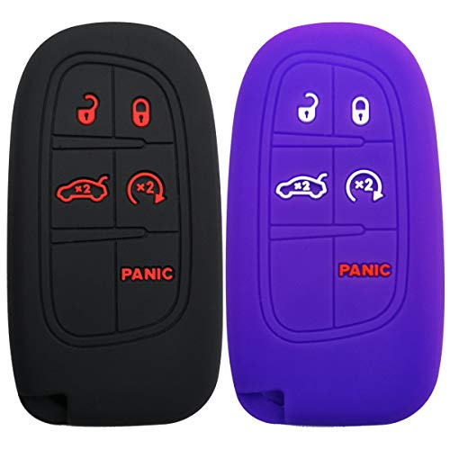 Coolbestda 2Pcs 5buttons Key Fob Cover Remote Control Case Keyless Entry Jacket Shell for 2019 2020 2021 2022 Dodge Journey Durango Challenger Charger Jeep Grand Cherokee Compass Chrysler 300 200