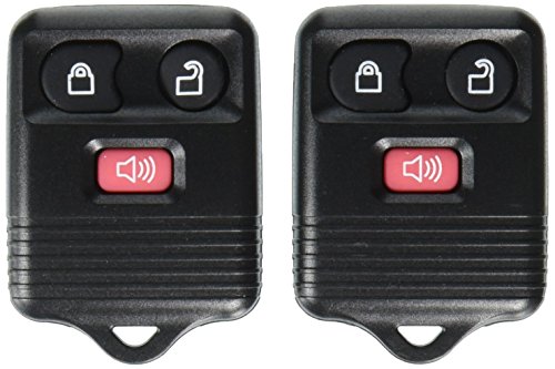 Replacement Pair Three Button Keyless Entry Remotes for Ford Vehicles - Black