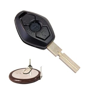 hqrp kit transmitter and battery compatible with bmw 525i 528i 530i 540i 750il 98 99 00 01 02 03 1998 1999 2000 2001 2002 2003 key-fob remote shell case cover smart key keyless fob