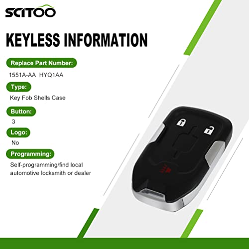 SCITOO Keyless Entry Remote Key Fob SHELL CASE Replacement for 3 Buttons Uncut Car Key for GMC Terrain 2018-2019 1pc FCC 1551A-AA HYQ1AA