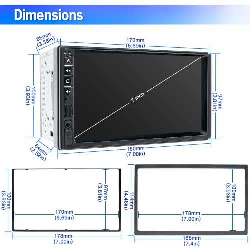 7 Inch Double Din Car Stereo for Apple Carplay & Android Auto with Voice Control,Bluetooth5.2,MirrorLink, Car Radio with Waterproof Front/Backup Camera,Subwoofer,HD Touch Screen SWC/USB/SD AM/FM/AUX