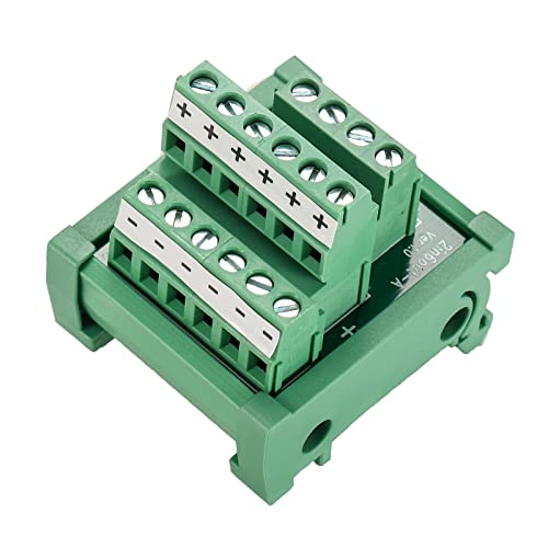 Jienk 2 in 6 Out Terminal Blocks Module, 25A DIN Rail Mounting Terminal Block Power Distribution Breakout Board for PLC Servo Power Amplifier