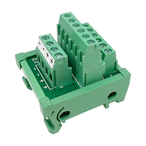 Jienk 2 in 6 Out Terminal Blocks Module, 25A DIN Rail Mounting Terminal Block Power Distribution Breakout Board for PLC Servo Power Amplifier