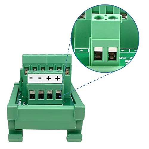 Jienk 2 in 6 Out Terminal Blocks Module, 25A DIN Rail Mounting Terminal Block Power Distribution Breakout Board for PLC Servo Power Amplifier