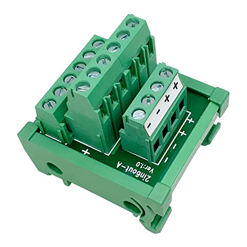 Jienk 2 in 6 Out Terminal Blocks Module, 25A DIN Rail Mounting Terminal Block Power Distribution Breakout Board for PLC Servo Power Amplifier