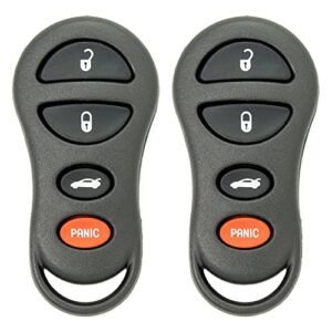 keyless2go replacement for new keyless entry 4 button remote car key fob for select vehicles that use fcc id gq43vt9t (2 pack)