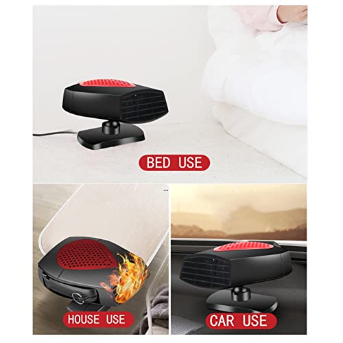 Portable Car Heater, Auto Heater Fan, Car Defogger, Fast Heating Quickly Defrost Defogger 12V 150W Auto Ceramic Heater Fan 3-Outlet Plug in Cig Lighter